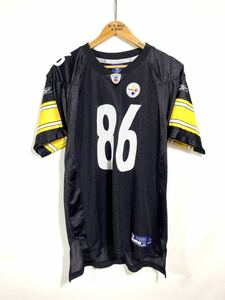 ■子供用 Reebok NFL Steelers スティーラーズ ＃86 WARD ワード フットボール アメフト 半袖Tシャツ 古着 リーボック ブラック サイズXL■