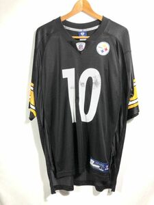 ■ 大きめサイズ Reebok リーボック NFL PITTSBURGH STEELERS スティーラーズ ＃10 HOLMES ホームズ フットボールTシャツ 古着 アメフト ■