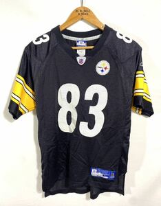 ■ 子供用 Reebok NFL Steelers スティーラーズ ＃83 MILLER ミラー フットボール 半袖Tシャツ 古着 リーボック ブラック サイズL ■