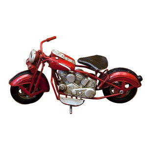  tin plate objet d'art Vintage car * Mini [ Old bike ]( red / black ) height 11× length 20× depth 10cm 1504A-7