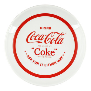 皿 プレート COCA-COLA コカ・コーラ (B) レッド文字 直径25.5cm 陶器製 食器 お皿 大皿 おしゃれ アメリカ