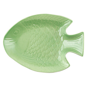 食器 フィッシュプレート グリーン 中皿 魚 インストゥルメンタルの画像1