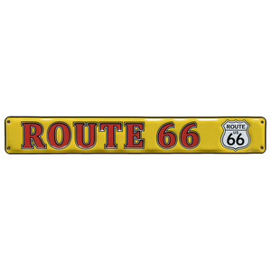  табличка en Boss metal автограф Route 66 route 66 красный знак × желтый фон высота 8.5× ширина 59cm жестяная пластина табличка магазин интерьер 