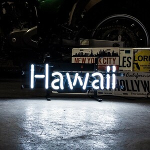 アメリカンネオンサイン HAWAII ハワイ 文字デザイン 縦17×横39cm ハワイアン インテリア ネオン管 ガレージ 店舗装