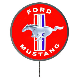 看板 バックリット LED ライテッド FORD MUSTANG フォード マスタング 直径38×厚さ10cm 照明 壁掛け ウォ