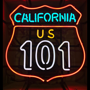 アメリカンネオンサイン CALIFORNIA 101 カリフォルニア101サイズ：51×51cm ネオン管 ガレージング 西海岸イ