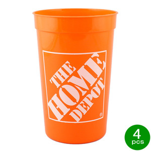  glass HOME DEPOT Home depot 16 ounce cup 4 piece pack tumbler kitchen articles tableware America made America miscellaneous goods 