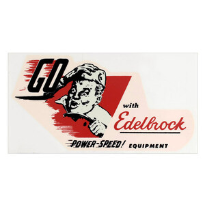 ヴィンテージ レーシング デカール ”GO with Edelbrock” 縦9×横16.8cm クリアフィルムタイプ ホットロッ