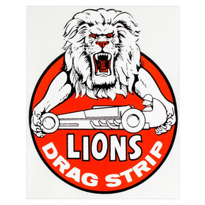 ヴィンテージ レーシング デカール ”LIONS DRAG STRIP” 縦7.7×横9.7cm クリアフィルムタイプ ホットロッ