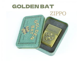 GOLDEN BAT ZIPPO ゴールデンバット ジッポ オイルライター ライターケース付き 希少 レア zippo 1937REPLICA 真鍮？ たばこ 039JRHK75