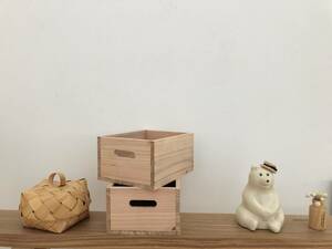 ★サイズ変更可能★木箱小②/無垢材 カントリー 木製おもちゃ箱 収納 スタックスタッキングボックス オーダー可能