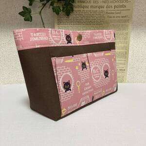 ◆バッグインバッグ◆おやすみCat♪ピンク&ブラウン◆ハンドメイド