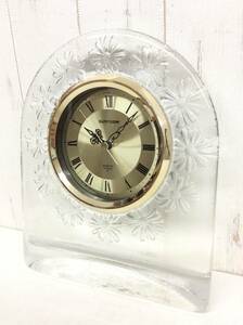 レトロ 【 SUNFORM 】 ササキクリスタル ガラス 置時計 中古品 実働品 動作確認済み アンティーク 当時物 時代物