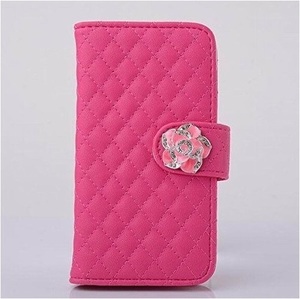 iPhone6 手帳ケース キルティング 花 カメリア ローズピンク ふっくら 財布型 アイフォンケース