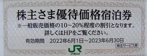 ★JR東日本 株主サービス券　優待価格宿泊券　　JR東日本ホテルズ　期限 2023年6月30日 まで