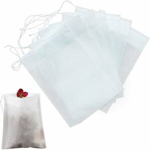 使い捨て空の袋100個 不織布無漂白 ティーバッグ強力な浸透 天然 ルースリーフお茶＆コーヒー用（10cm*15cm)