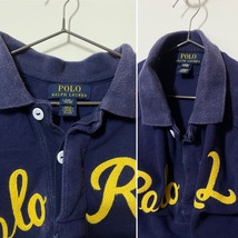 Polo RALPH LAUREN キッズ 半袖 コットン ポロシャツ ２点セット オレンジ ボーダー ネイビー 紺 ロゴ 刺繍 S (8)140 子ども服 _画像5