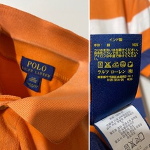 Polo RALPH LAUREN キッズ 半袖 コットン ポロシャツ ２点セット オレンジ ボーダー ネイビー 紺 ロゴ 刺繍 S (8)140 子ども服 _画像4