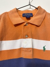 Polo RALPH LAUREN キッズ 半袖 コットン ポロシャツ ２点セット オレンジ ボーダー ネイビー 紺 ロゴ 刺繍 S (8)140 子ども服 _画像2