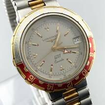 【1円〜】LONGINES ロンジン 腕時計 メンズ Conquest コンクエスト GMT グレー文字盤 アンティーク デイト 訳有 可動品_画像4