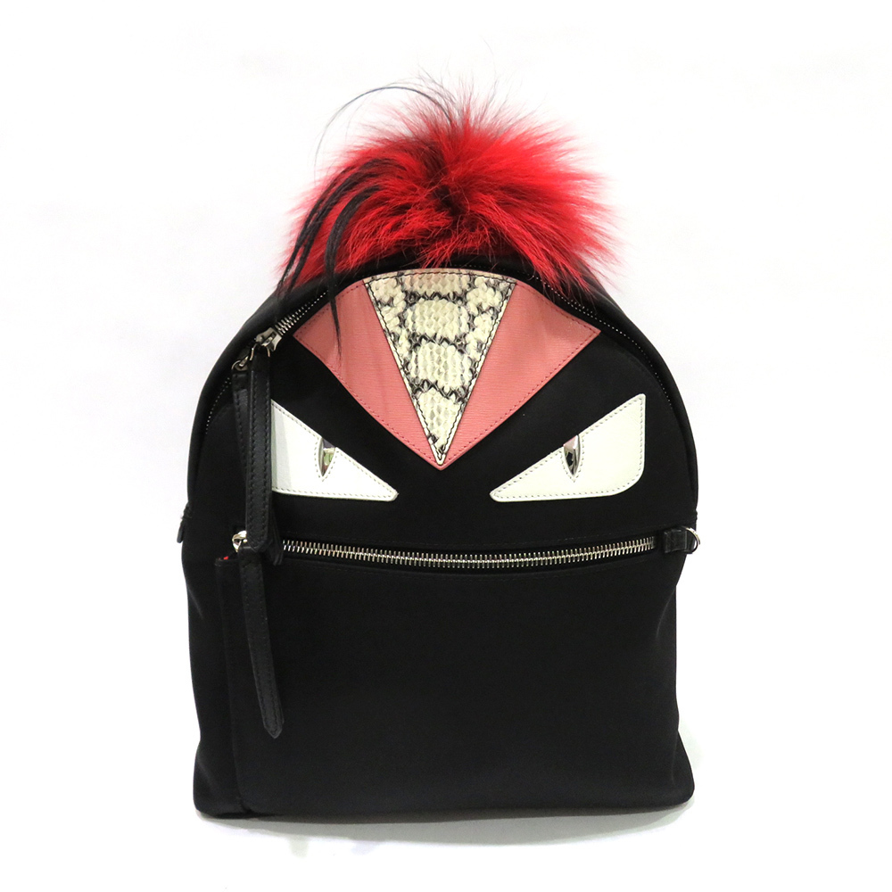 ☆FENDI フェンディ☆ モンスターバグスリュック ７VZ012-07M 178-8762 レザー ブラック