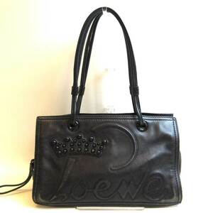  Loewe bag shopa- tote bag black black semi shoulder AB rank lady's leather LOEWE.... used six . road shop 