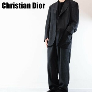 AW A2524 高級 Christian Dior クリスチャンディオール メンズ セットアップ スーツ ジャケット スラックス グレー 総裏 シングル