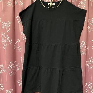 サマモスブルー三段切り替えノースリーブtシャツ