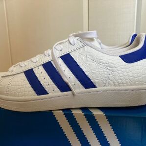 【送料込】adidas スーパースター 白×青 クロコ柄 25.0