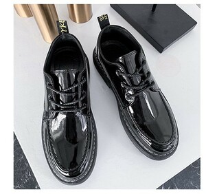 * new goods * men's TL00304-24.5cm/39 business shoes Work boots black enamel retro string plain book@ season fashion commuting going to school ......