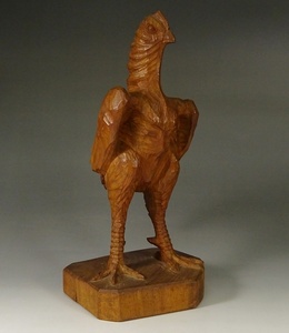 8★一刀彫 木彫 軍鶏 伝統工芸 置物 高さ約29.5cm