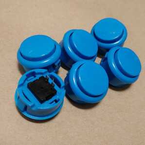 6個 青色押しボタン ブルー 30mm 30Φ コントローラーアケコンの自作に プッシュボタン アーケードゲーム筐体コンパネ用三和電子互換