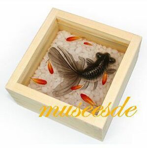 【現代アート】【アクリル樹脂】【絵】【インテリア】★ハンドメイド★金魚絵★黒蝶尾酒★【RESIN GOLDFISH】