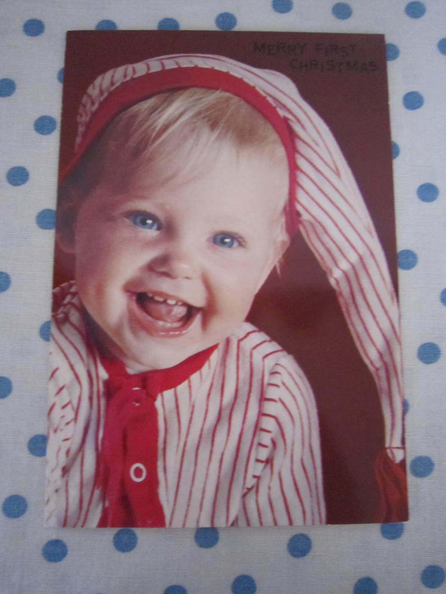 ◎*. Carte de vœux vintage Bébé avec un joli sourire Noël No.716 (Chèque : Antique, Documents imprimés, Carte postale, Carte postale, autres
