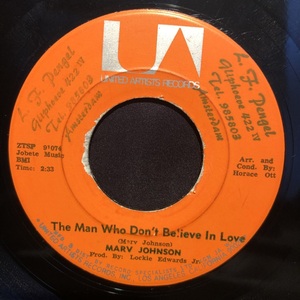 Marv Johnson / Unbreakable Love・The Man Who Don't Belive In Love 7inch united artists records