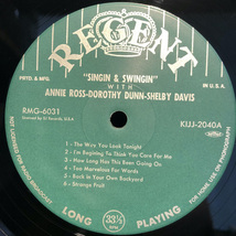 Annie Ross Dorothy Dunn Shelby Davis / Singin' and Swingin' LP REGENT MG・King Record_画像3