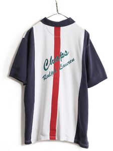 90s ■ チャップス ラルフローレン 半袖 ポロシャツ ( メンズ L )古着 POLO ポロ 90年代 オールド CHAPS 半袖シャツ ロゴ刺繍 トリコカラー