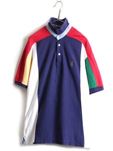 80s ■ チャップス ラルフローレン 半袖 ポロシャツ ( メンズ L ) 古着 POLO ポロ 80年代 ビンテージ CHAPS 半袖シャツ マルチカラー 切替