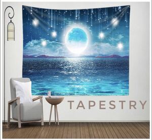 Art hand Auction Tapestry wall hanging interior decor Instagram poster sea moon stars night sky night view, Handmade items, interior, miscellaneous goods, panel, Tapestry