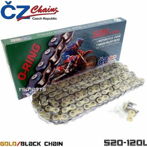 [正規品]CZ Oリングゴールドチェーン520-120L RG200γ/RG200ガンマ/ジェベル250XC/DR250R/DR250S/DR-Z250/DRZ250/GF250/GN250E/GS250FWの画像1