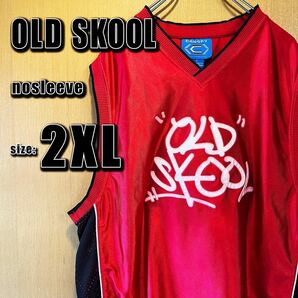 【OLD SKOOL】クラシックグラフィティ　ノースリーブシャツ　2XL レッド　タンクトップ