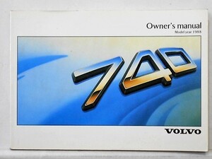 VOLVO 740 OWNERS MANUAL '1988 日本語版