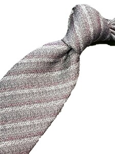 掘り出し物　イタリア製ネクタイ　シルク100％　8.0㎝　グレー系グラデーション×エンジ