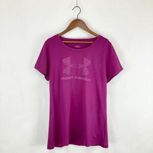  large size UNDER ARMOUR Under Armor . water speed . lady's short sleeves T-shirt V neck purple purple XL size LL 2L sport wear 