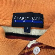 大きいサイズ PEARLY GATES パーリーゲイツ メンズ 半袖 ポロシャツ ボーダー ストライプ オレンジ 5 L 相当 ゴルフ golf スポーツ ウェア_画像6