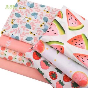 送料無料 ハンドメイド 花柄 生地 7枚セット 40×50 綿 はぎれ ハギレ お買い得 パッチワーク 裁縫 カットクロス レトロ果物フルーツ