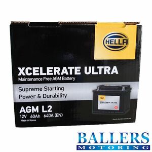 HELLA バッテリー AGM/60Ah L2 フィアット パンダバン 312 519 0.9 (4x4) 2012年2月～ XCELERATE ULTRA 8EB 354 810-001