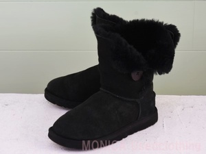 MH1041◆レディース【UGG オーストラリア】ムートンブーツ 黒 ブラック 23cm