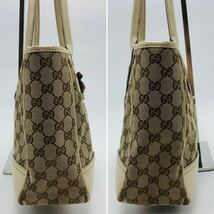 1円 GUCCI グッチ トート ショルダーバッグ ブラウン系 163805・2123 GGキャンバス×レザー 肩掛け シェリーライン プリンシー_画像5