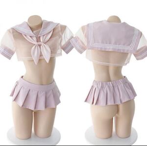 エロ可愛い 学生服 制服 透け透け sexy コスプレ衣装 女子高生 シースルー セーラー服 女子高生 JK エロ可愛い 過激 露出 ストッキング付き